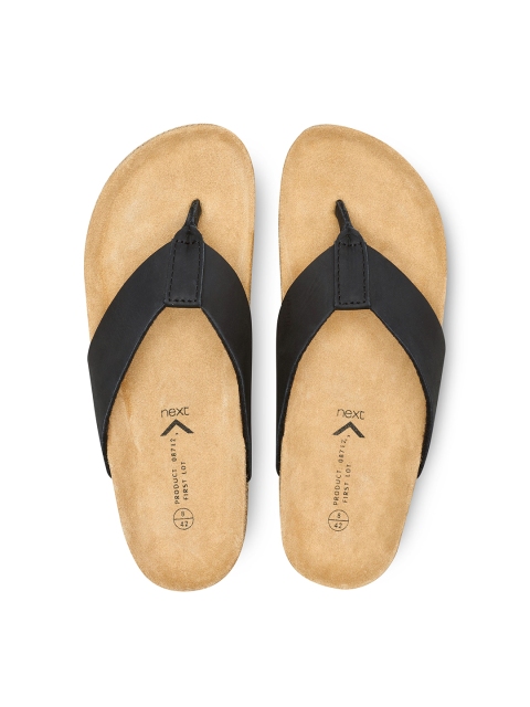 

next Men Black Genuine Leather Flip-Flops