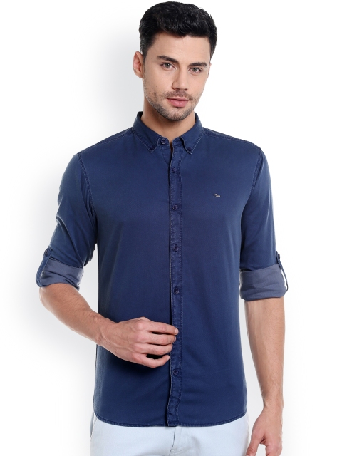 

SPYKAR Men Navy Slim Fit Solid Casual Shirt, Navy blue