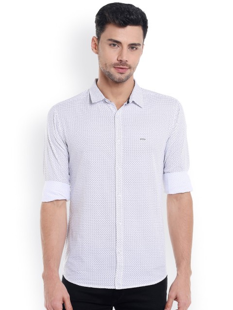

SPYKAR Men White & Grey Slim Fit Printed Casual Shirt
