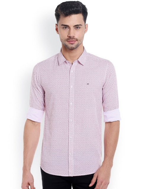 

SPYKAR Men White & Pink Slim Fit Printed Casual Shirt