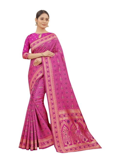 

MOKSHA DESIGNS Pink & Purple Woven Design Zari Pure Silk Banarasi Saree