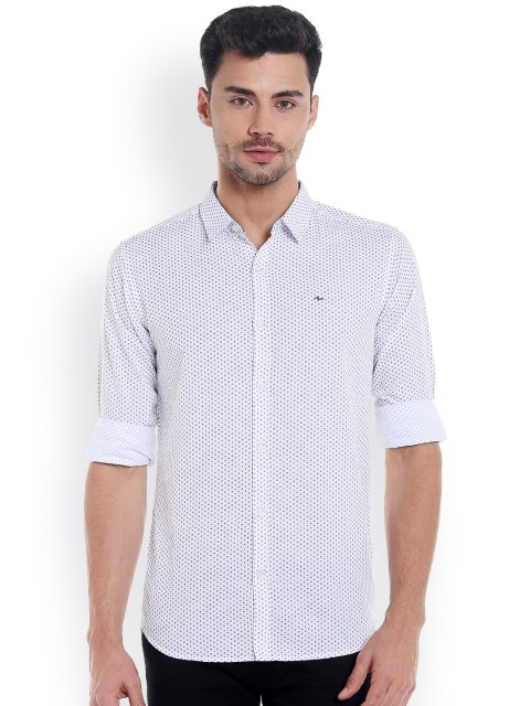 

SPYKAR Men White & Black Slim Fit Printed Casual Shirt
