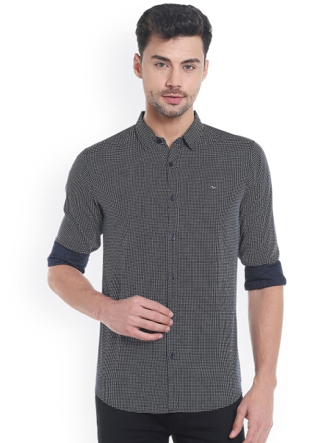 

SPYKAR Men Navy Slim Fit Checked Casual Shirt, Navy blue