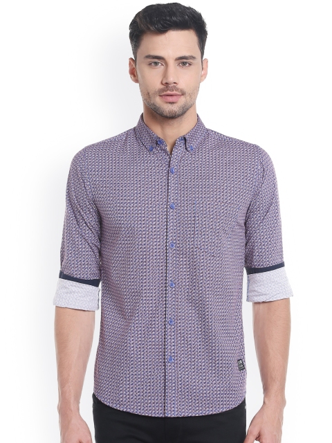 

SPYKAR Men Purple Slim Fit Printed Casual Shirt