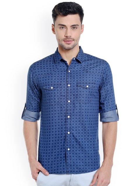 

SPYKAR Men Blue Slim Fit Printed Casual Shirt