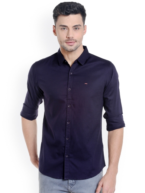 

SPYKAR Men Navy Blue Slim Fit Solid Casual Shirt