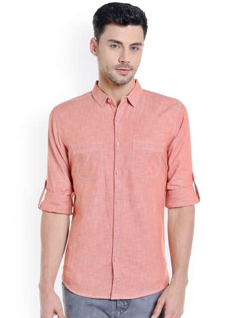 

SPYKAR Men Orange Slim Fit Solid Casual Shirt