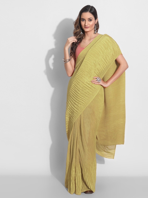 

Mitera Yellow Solid Pure Silk Saree