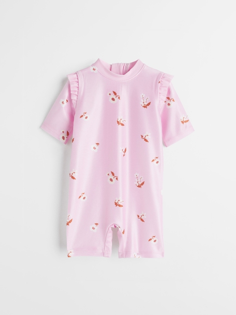 

H&M Girls Pink Floral Printed UPF 50 Surf Suit