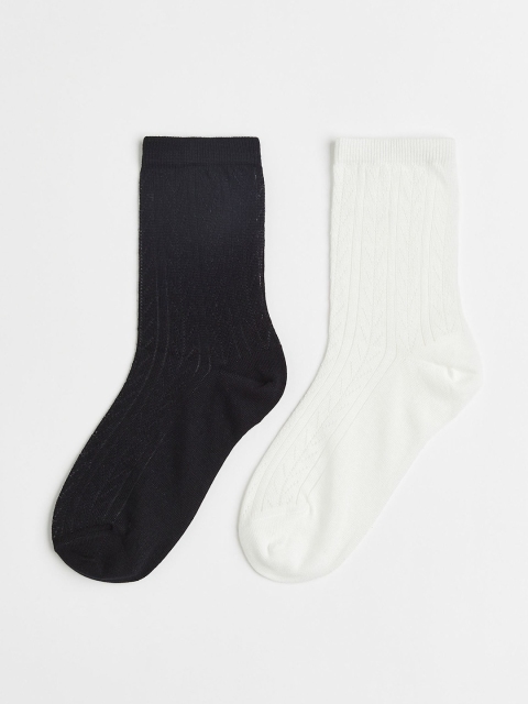 

H&M Women Black & White 2-Pack Socks