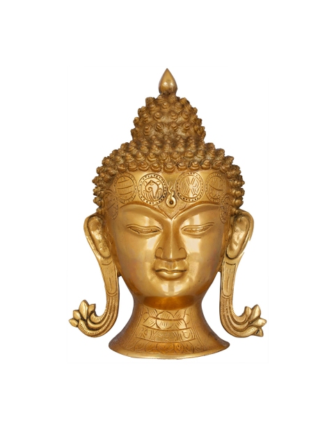 

Exotic India Gold-Toned Textured Lord Buddha Wall Hanging Mask Wall Decor