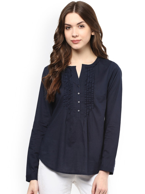 

Harpa Women Navy Solid Top, Navy blue