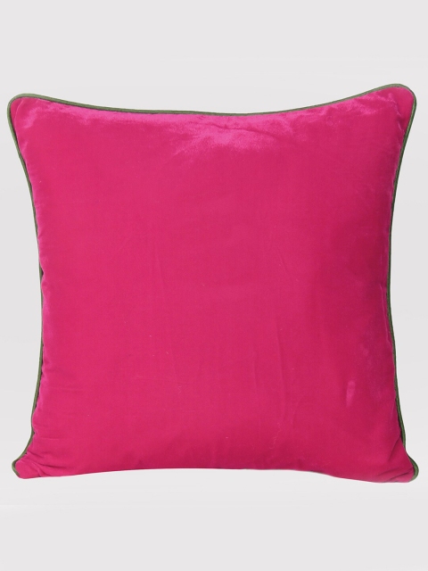 

OUSSUM Pink & Green Velvet Square Cushion Cover