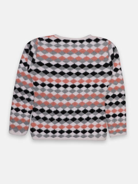 

CHIMPRALA Girls White & Peach-Coloured Pullover