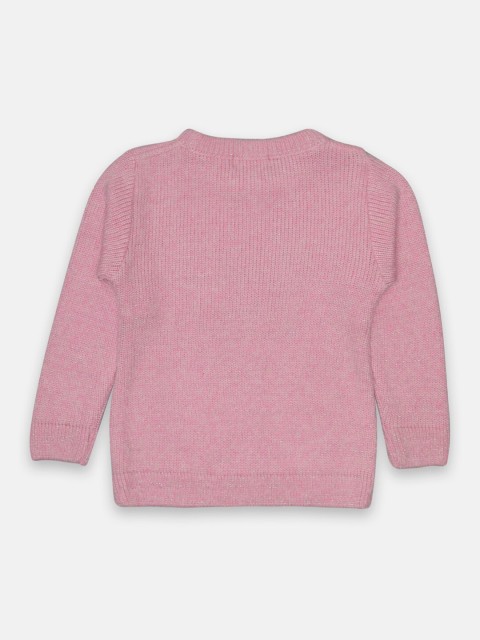 

CHIMPRALA Girls Pink Printed Pullover with Patchwork Detail