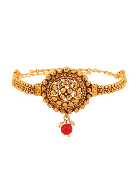 

Sanjog Women Gold-Plated & Red Brass Kundan Armlet