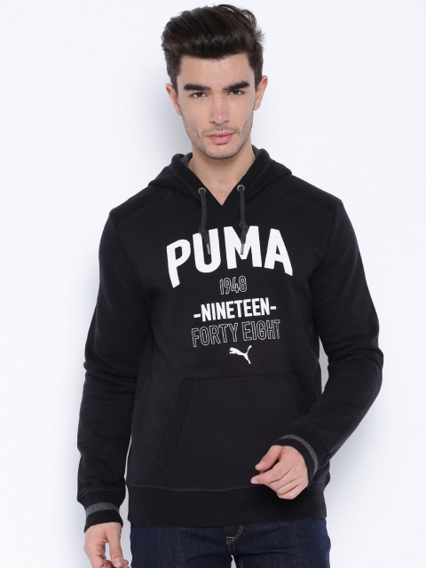 

PUMA Black Hooded Printed Sweatshirt