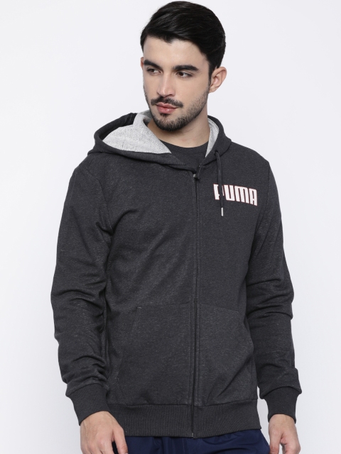 

Puma Men Charcoal Grey Solid Hooded Front-Open Sweatshirt