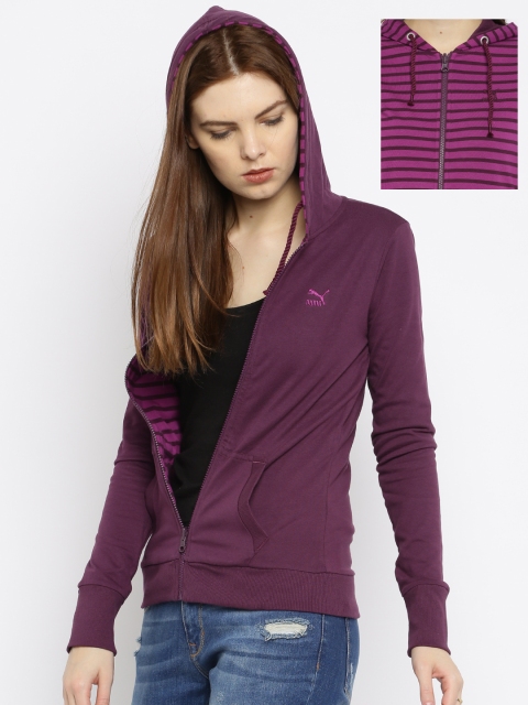

PUMA Purple Striped Reversible Hooded Jacket