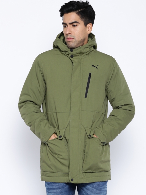 

PUMA Olive Green Padded Hooded Jacket