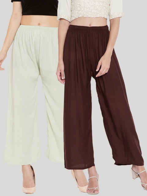 

Clora Creation Women Coffee Brown & Green Pack Of 2 Ethnic Palazzos