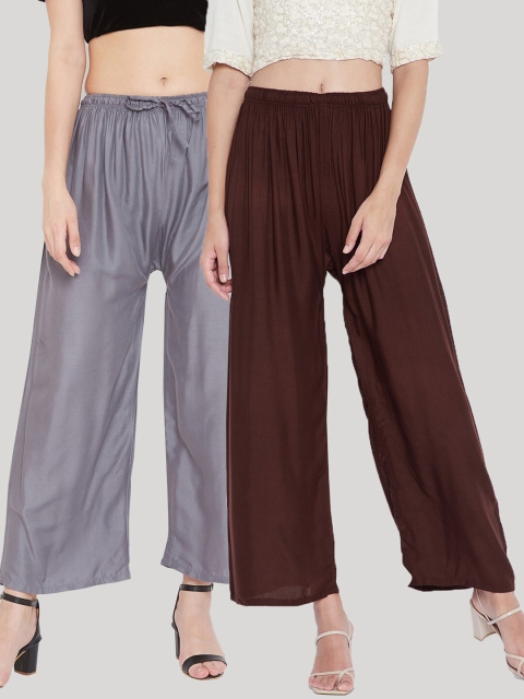 

Clora Creation Women Coffee Brown & Grey 2 Ethnic Palazzos