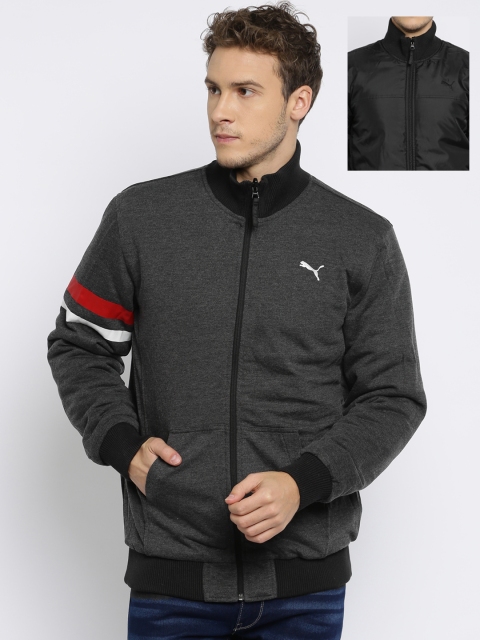 

PUMA Black & Grey Melange Reversible Sweat Jacket