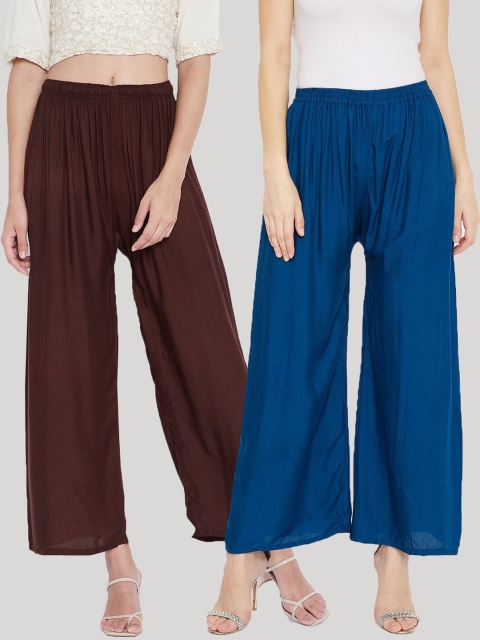 

Clora Creation Women Pack Of 2 Ethnic Palazzos, Coffee brown