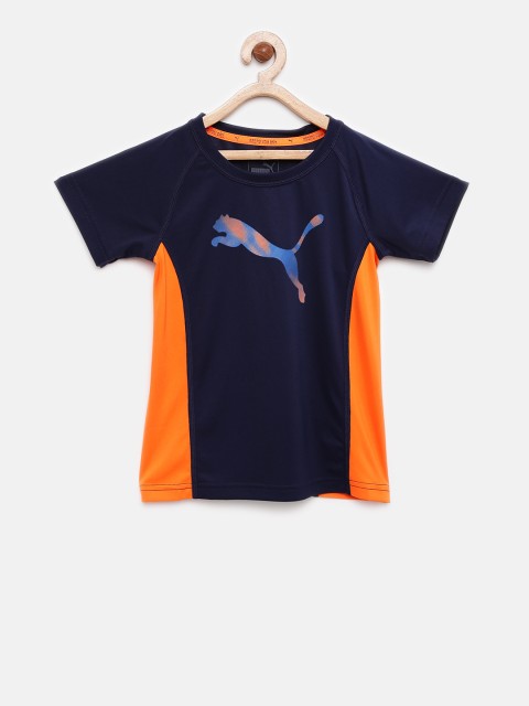 

PUMA Boys Navy Colourblocked ACTIVE CELL Graphic T-shirt, Navy blue