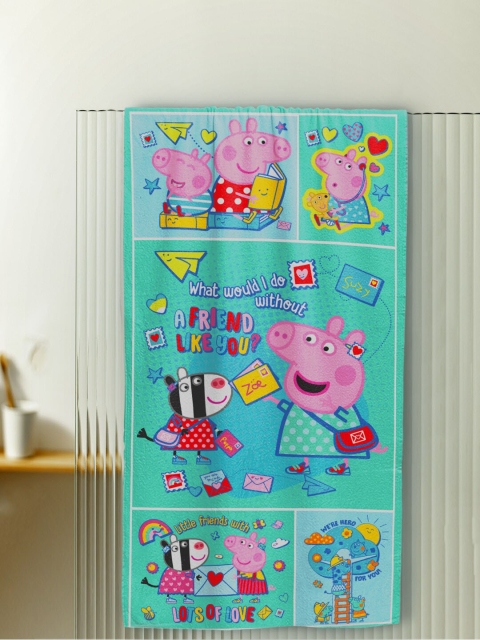 

YK Kids Sea Green & Pink Peppa Pig Printed Pure Cotton 380 GSM Bath Towels