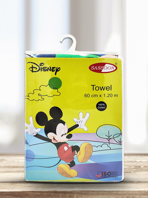 

YK Kids Yellow Mickey Mouse Printed 380 GSM Cotton Bath Towels