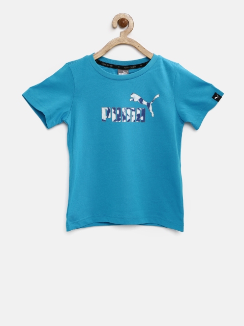 

PUMA Boys Blue Printed Round Neck T-shirt