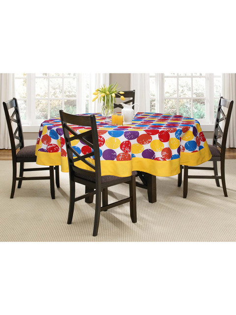 

Lushomes Yellow Printed Cotton 4-Seater Table Cover
