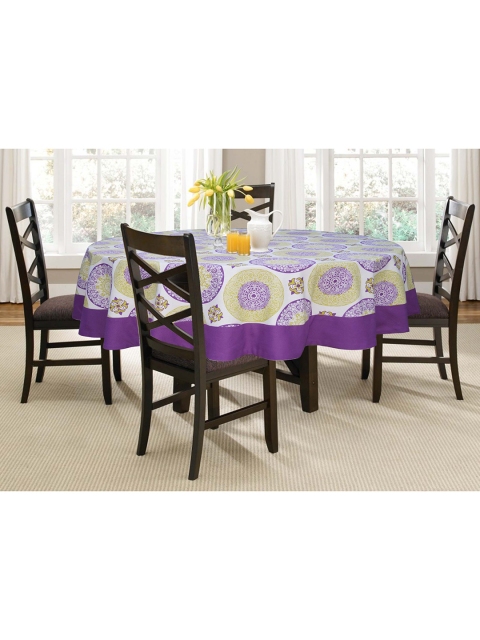 

Lushomes Purple & White Printed 4 Seater Table Cloth