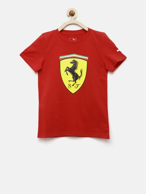 

PUMA Boys Red Printed Ferrari SF Kids Big Shield T-Shirt