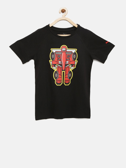 

PUMA Boys Black Printed Round Neck T-shirt