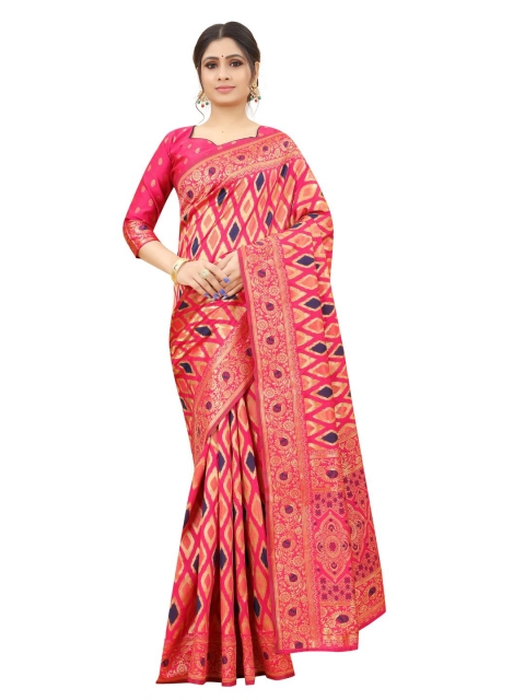 

MOKSHA DESIGNS Red & Blue Woven Design Zari Pure Silk Paithani Saree