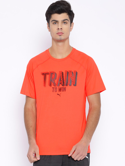 

PUMA Neon Orange Printed Polyester T-Shirt