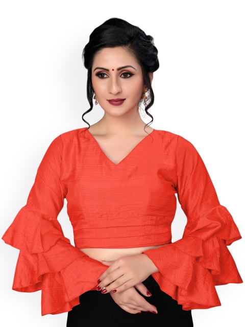 

Fab Dadu Women Red Solid Saree Blouse