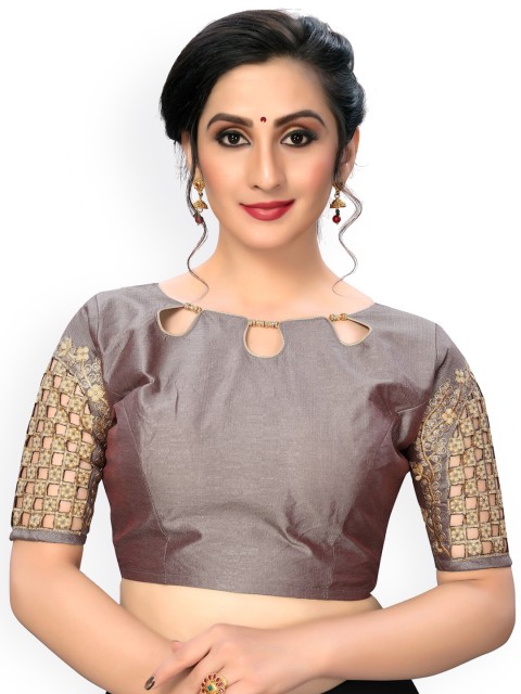 

Fab Dadu Grey Embroidered Saree Blouse