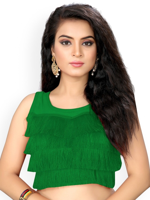 

Fab Dadu Women Green Embellished Saree Blouse