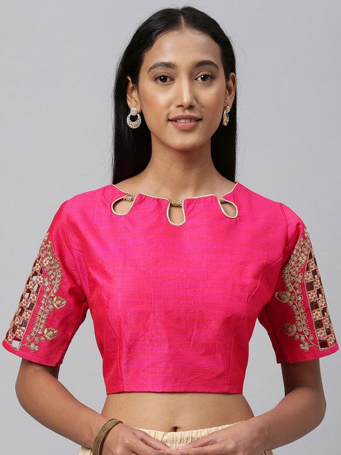 

Fab Dadu Pink Embroidered Saree Blouse