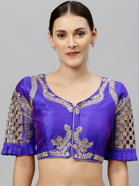 

Fab Dadu Blue Embroidered Saree Blouse