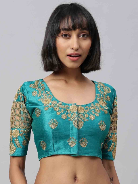

Fab Dadu Embroidered Saree Blouse, Green