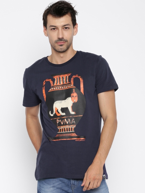 

PUMA Men Navy Printed Adrian Johnson T-Shirt, Navy blue