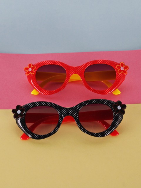 

DukieKooky Girls Pack of 2 Grey Lens & Red Oval Sunglasses with UV Protected Lens DKSG353C
