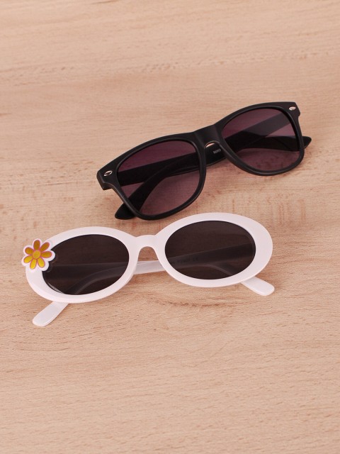

DukieKooky Girls Pack Of 2 Black & White Wayfarer Sunglasses-DKSG352D, Grey