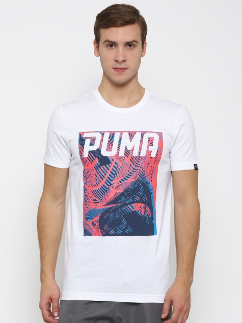 

Puma White Printed Slim Fit T-shirt