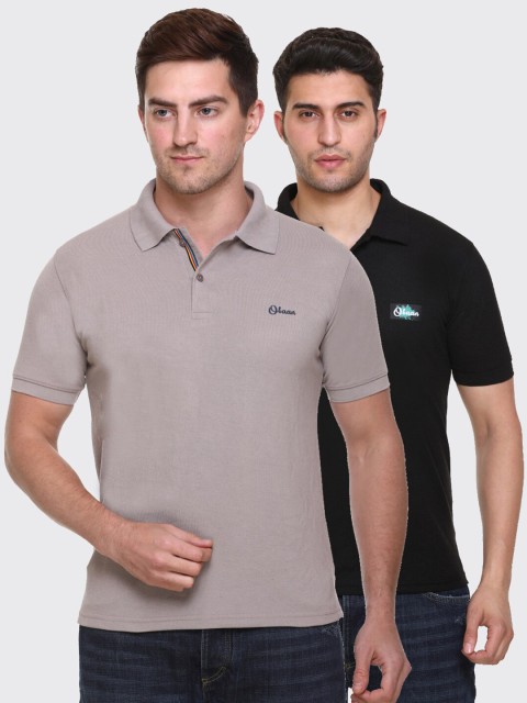 

Obaan Men Grey & Black Pack Of 2 Polo Collar T-shirt