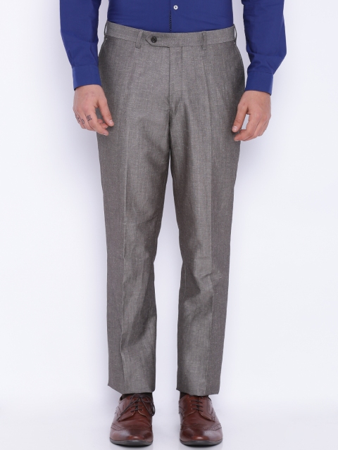 

SUITLTD Men Grey Regular Fit Solid Regular Trousers